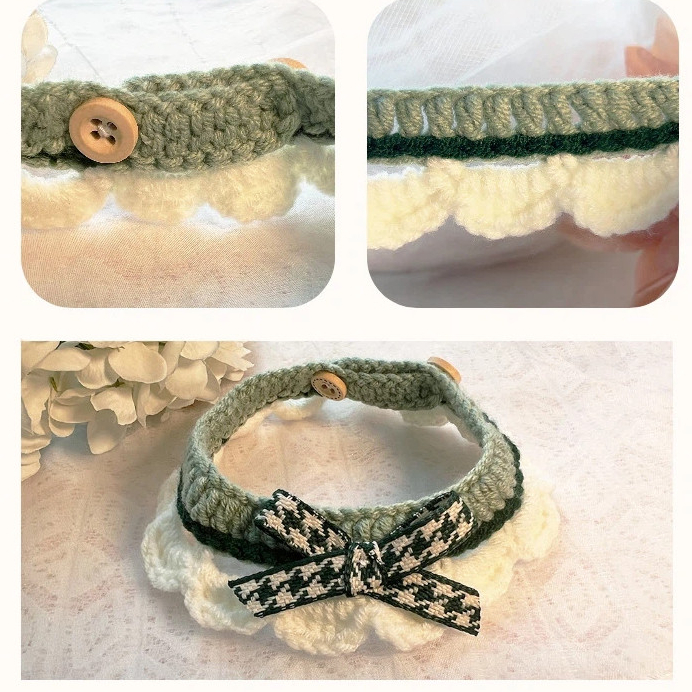 ปลอกคอแมวสำหรับสัตว์เลี้ยง | โบว์สไตล์หวาน นุ่ม สวมใส่สบาย - รูปที่ 2