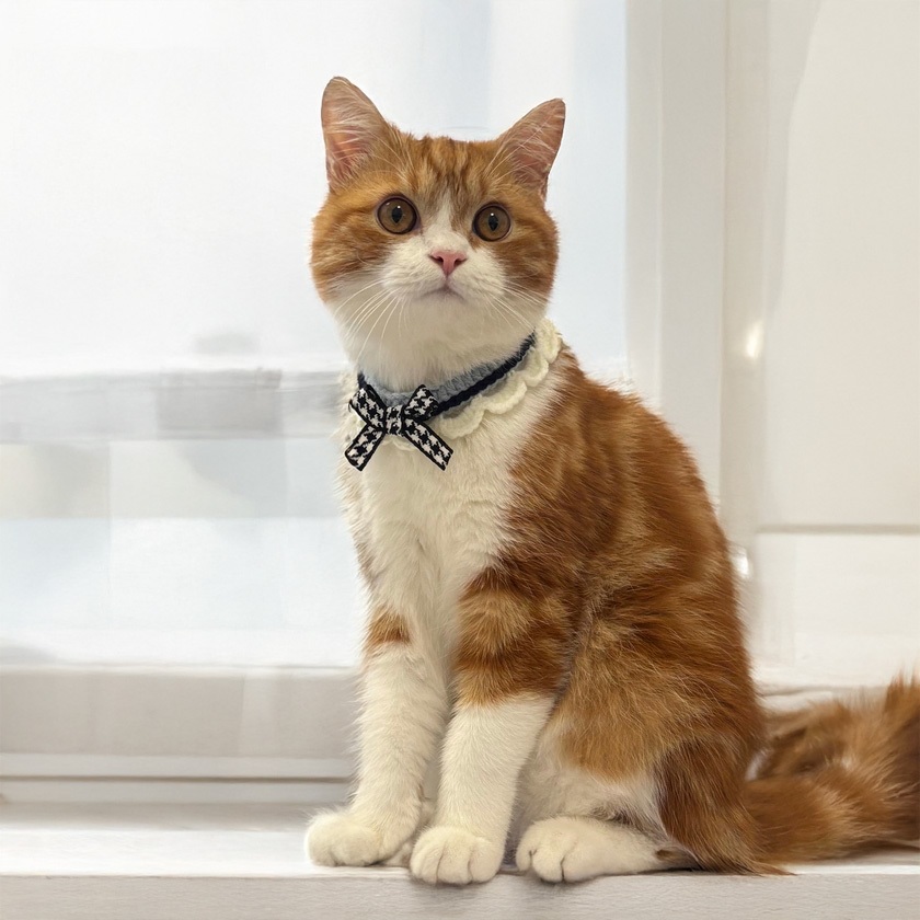ปลอกคอแมวสำหรับสัตว์เลี้ยง | โบว์สไตล์หวาน นุ่ม สวมใส่สบาย - รูปที่ 4