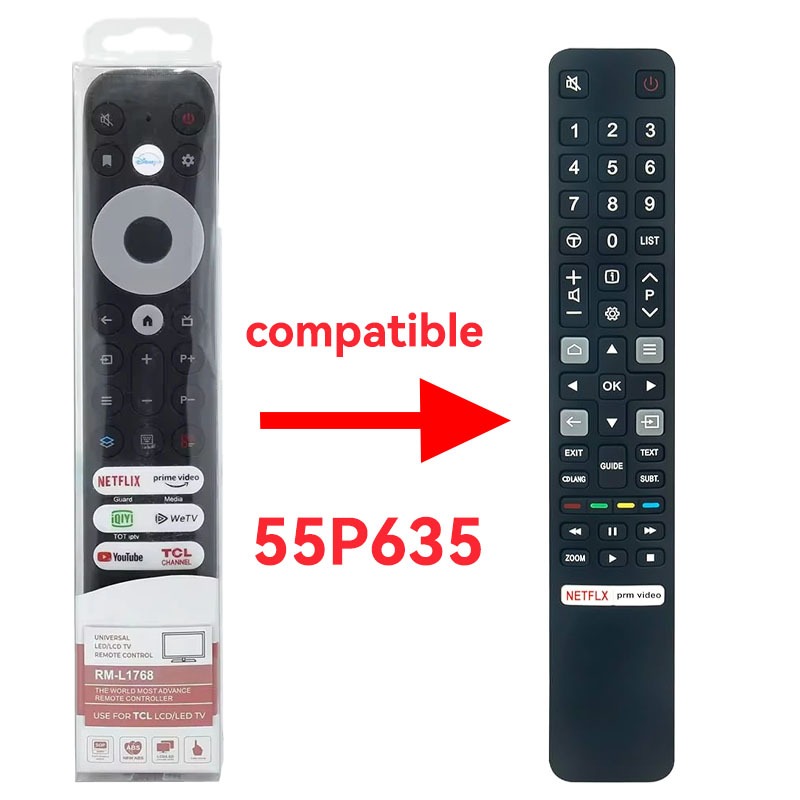 RM-L1768- เปลี่ยนรีโมทคอนโทรลใช้งานร่วมกับ TCL สมาร์ท 4K Mini LED QLED Google TVs 75C935 65C935 C935