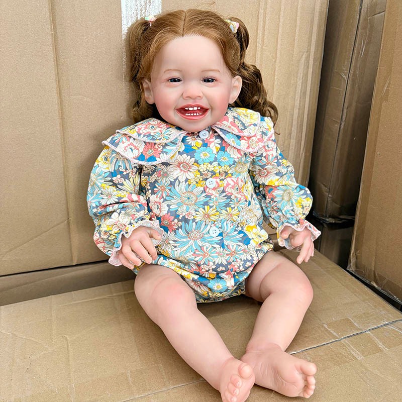 63 ซม.25INCH เด็กขนาดใหญ่ Mila Reborn ตุ๊กตาเด็กวัยหัดเดินยิ้ม Face Real Looking ตุ๊กตาเด็ก 3D สีผิว Bonecas Bebe Reborn