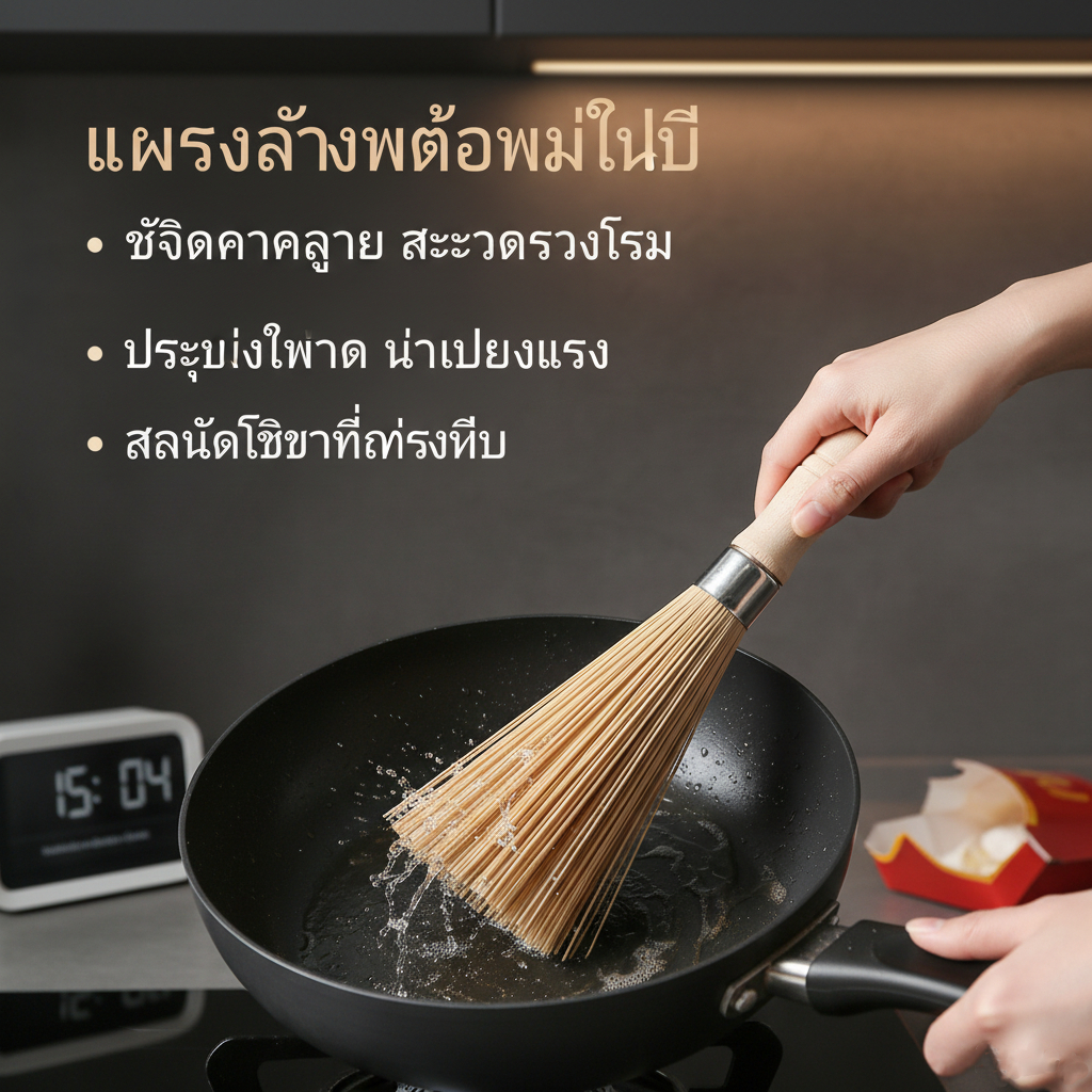 [แปรงหม้อไม้ไผ่ธรรมชาติ] การปนเปื้อนที่มีประสิทธิภาพไม่เจ็บหม้อยืดหยุ่นทนทานครัวเรือนครัวต้องมีที่แข็งแกร่งทําความสะอาดพลังงานแหวนโลหะ ทําซ้ํา
