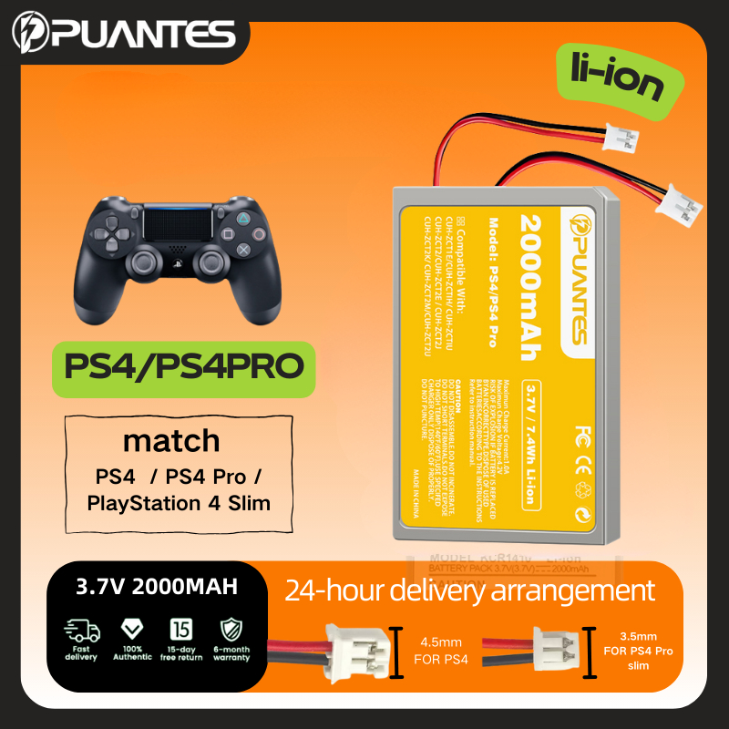 Puantes Ps4/PS4 pro/ PlayStation 4 Slim แบตเตอรี่ 2000mah Wireless Controller เปลี่ยนแบตเตอรี่สําหรั