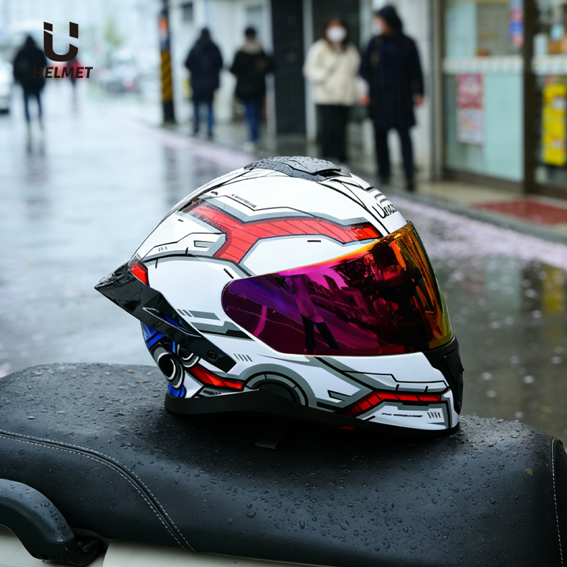 [UNCORN] 2026 รถจักรยานยนต์สไตล์ใหม่ส่องสว่างหมวกกันน็อคเต็มรุ่น U-2 ชุดหูฟังบลูทูธเลนส์คู่ City Com