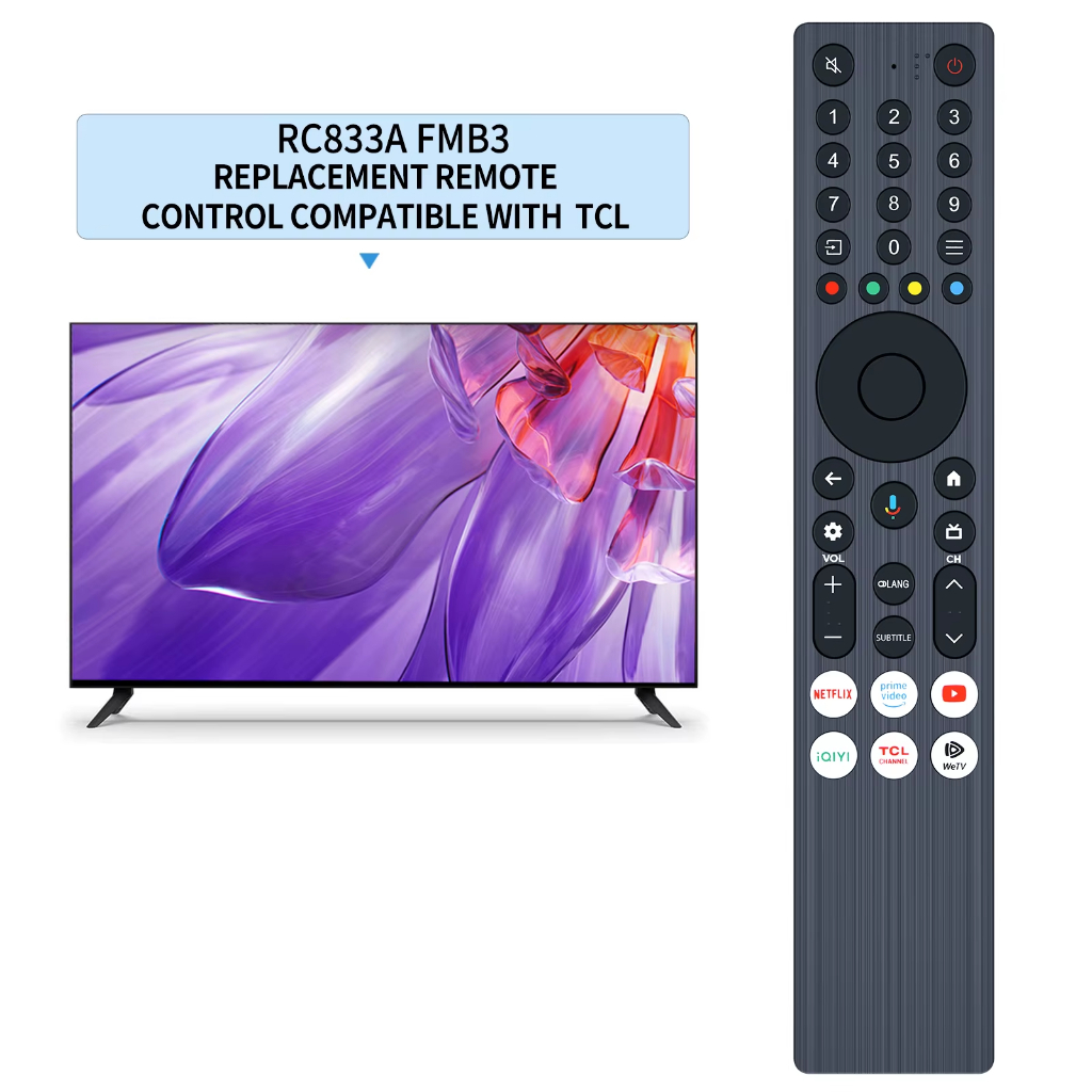 TCL QLED TV 32S5K 32 นิ้ว Google TV RC833A FMB3 Voice Replacement Remote สําหรับ TCL โทรทัศน์ C64 ซี