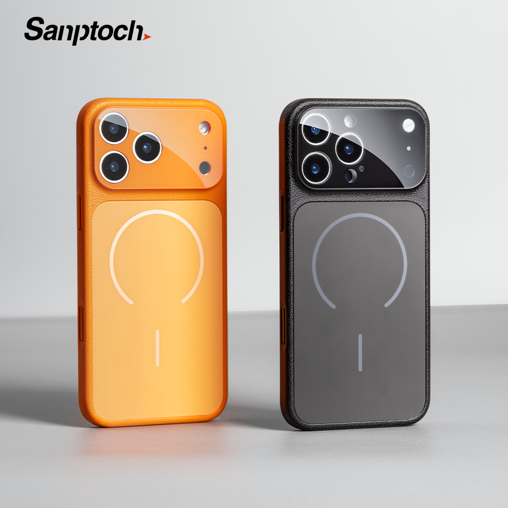Sanptoch หรูหราหนัง Patchwork เคสโทรศัพท์สําหรับ iPhone 17 16 15 14 13 Pro Max PC Hard ฝาหลังสบายหนังรู้สึก Scratch ป้องกันปลอกในตัวเลนส์แก้ว – โปรปัง