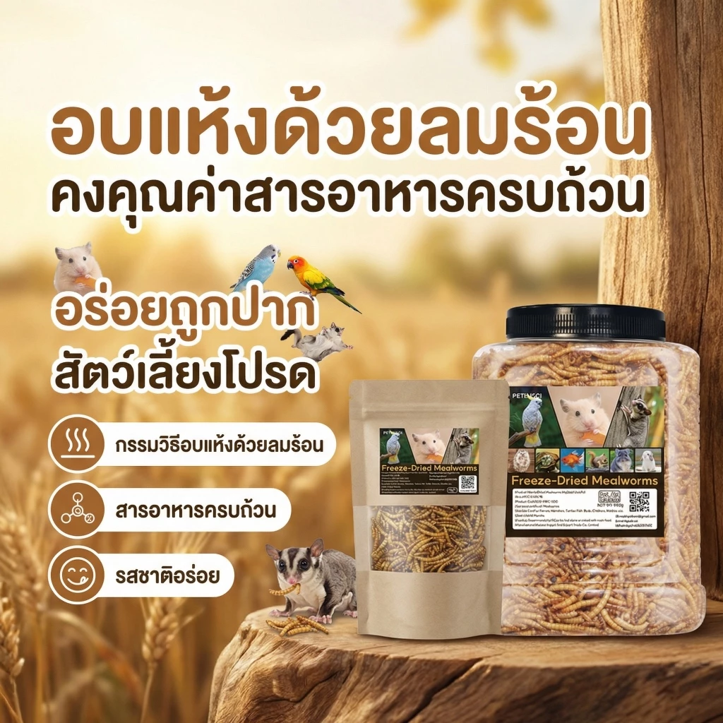 PETLUSCI ผงหนอนนก หนอนอบแห้ง อาหารหนูแฮมเตอร์ นก เต่า 1300ml thumbnail 3