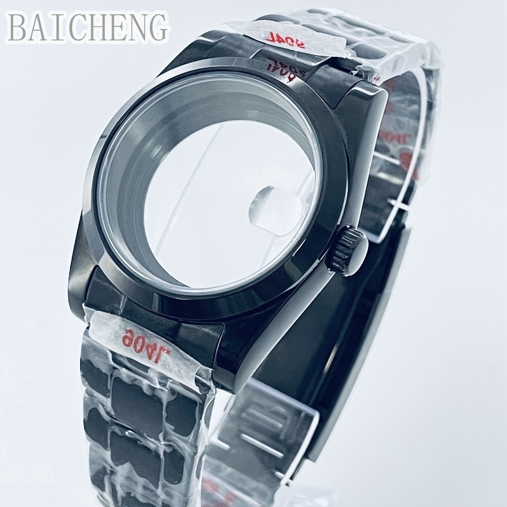 BAICHENG 36 มม.40 มม.NH34 NH35 NH36 NH38 NH38 PT5000 ETA2824 นาฬิกากรณีสแตนเลสสีดํากันน้ํา Sapphire 