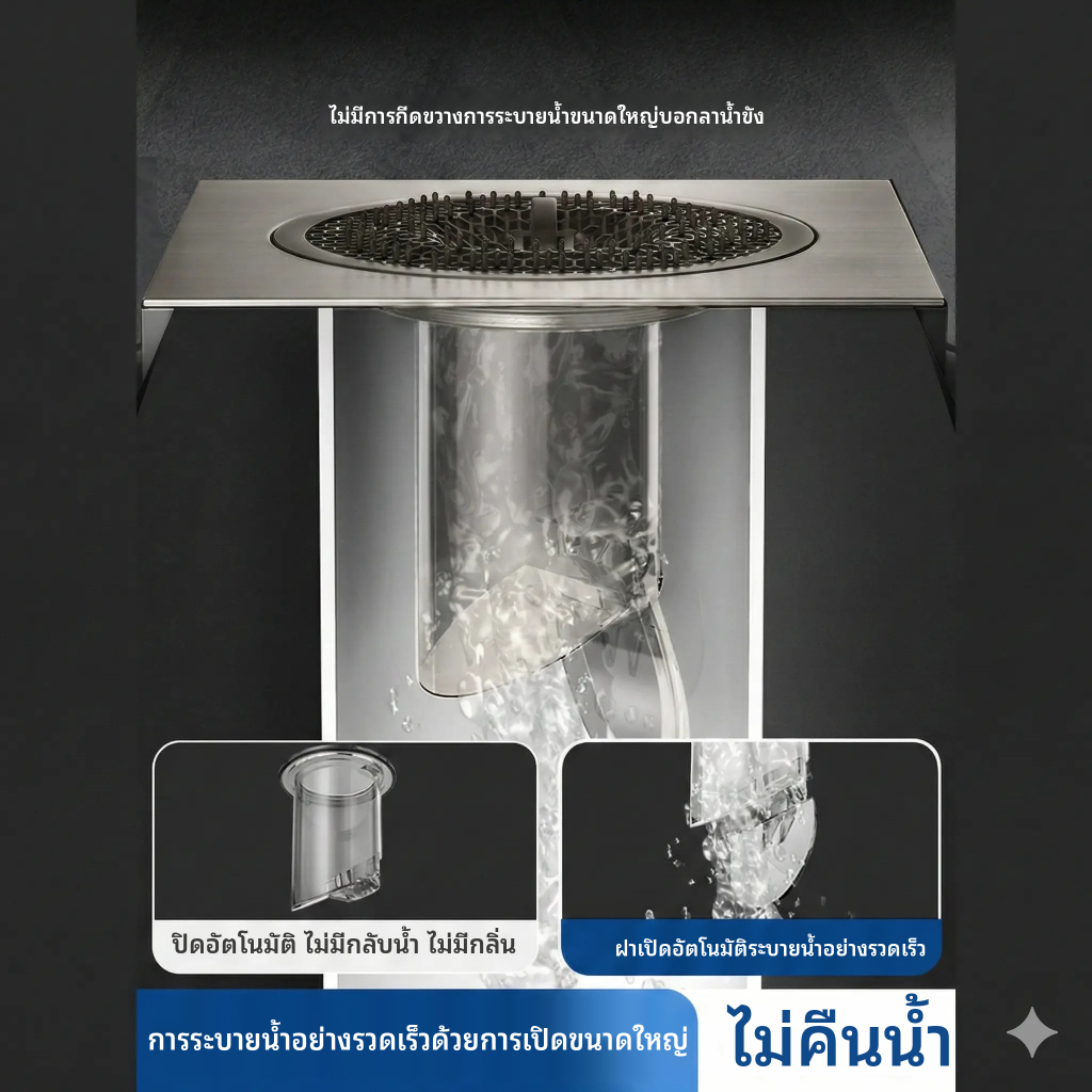 ฝาครอบท่อน้ําทิ้งสแตนเลส 304 สากลพร้อมฝาปิด-ป้องกันกลิ่น, ป้องกันการรั่วซึมและน้ํา, ท่อระบายน้ําหลายชั้น, ตัวกรองท่อระบายน้ําชั้นและที่ดักผมสํา ราคา ถูกที่สุด ดีลบีเคเค แกลเลอรีภาพที่ 7