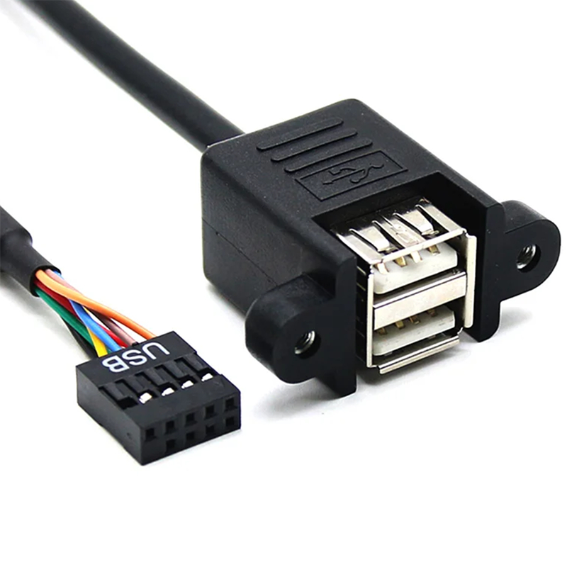 30 ซม.เมนบอร์ด 9Pin USB to Dual USB2.0 Extension Cable Connector 9 Pin Header Adapter Mount พร้อมสกร