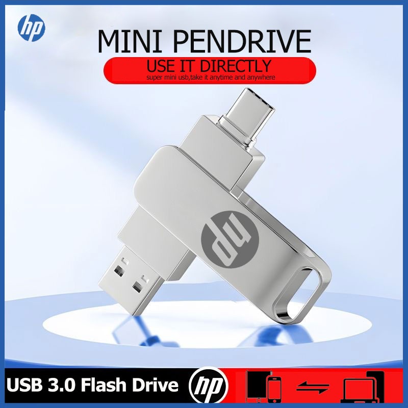 【รับประกัน 10ปี】แฟลชไดรฟ์ HP typec 2 in 1 flashdrive  USB 3.0 64GB/1TB/2TB OTG i/o/s U Disk ความเร็ว