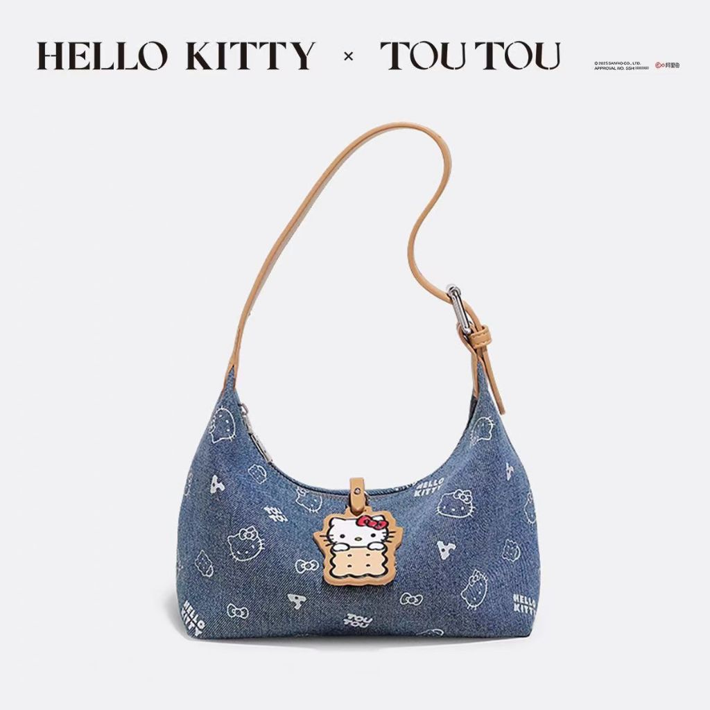 TOU กระเป๋าใต้วงแขนสไตล์คาวบอย พิมพ์ลาย Hello Kitty