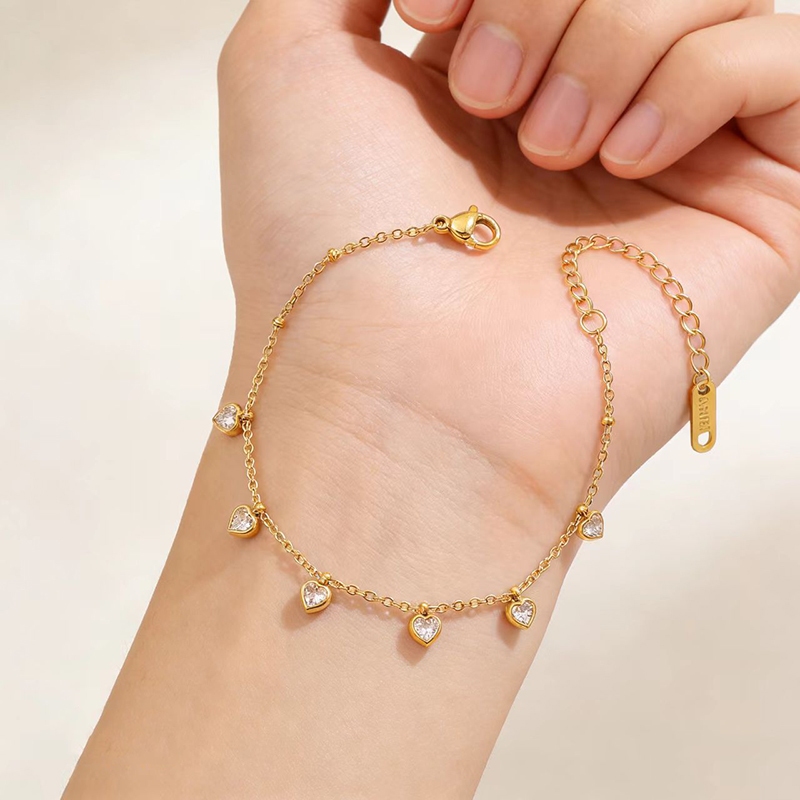 สร้อยข้อมือสแตนเลสแบบหัวใจ กันน้ำและทนเหงื่อ สไตล์หรูหรา เหมาะสมทุกโอกาส
