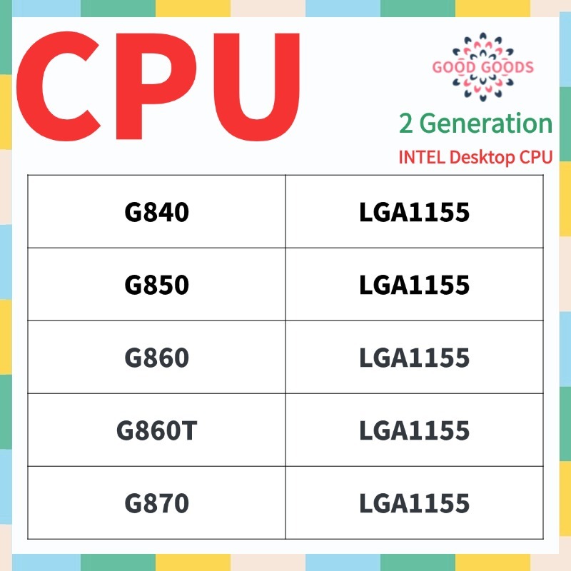 G840 G850 G860 G860T G870 รุ่นที่ 2 INTEL Pentium โปรเซสเซอร์เดสก์ท็อป CPU LGA1155