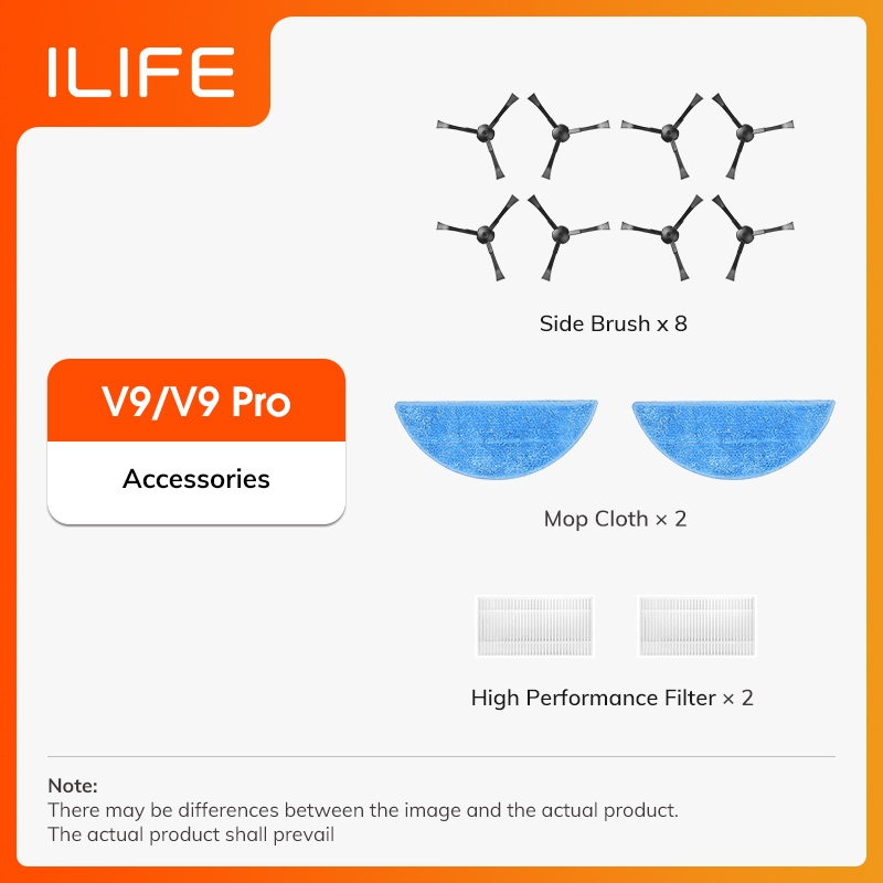 ILIFE V9/V9 Pro Robot Vacuum Cleaner กล่องของขวัญอุปกรณ์เสริม (แปรงด้านข้าง*4+mop*2+ตัวกรอง*2)