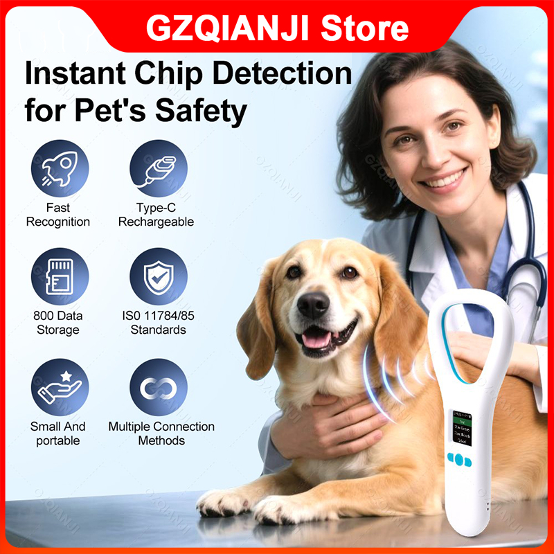 เครื่องอ่านแท็กสัตว์ Pet ID Microchip Scanner Animal Chip Dog Microchip Scanner OLED Handheld