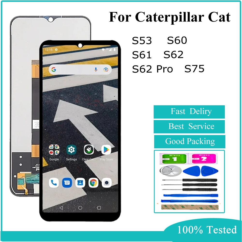 LCD สําหรับ Caterpillar Cat S53 S60 S61 S62 S62 Pro S75 จอแสดงผล LCD Touch Screen Digitizer Assembly