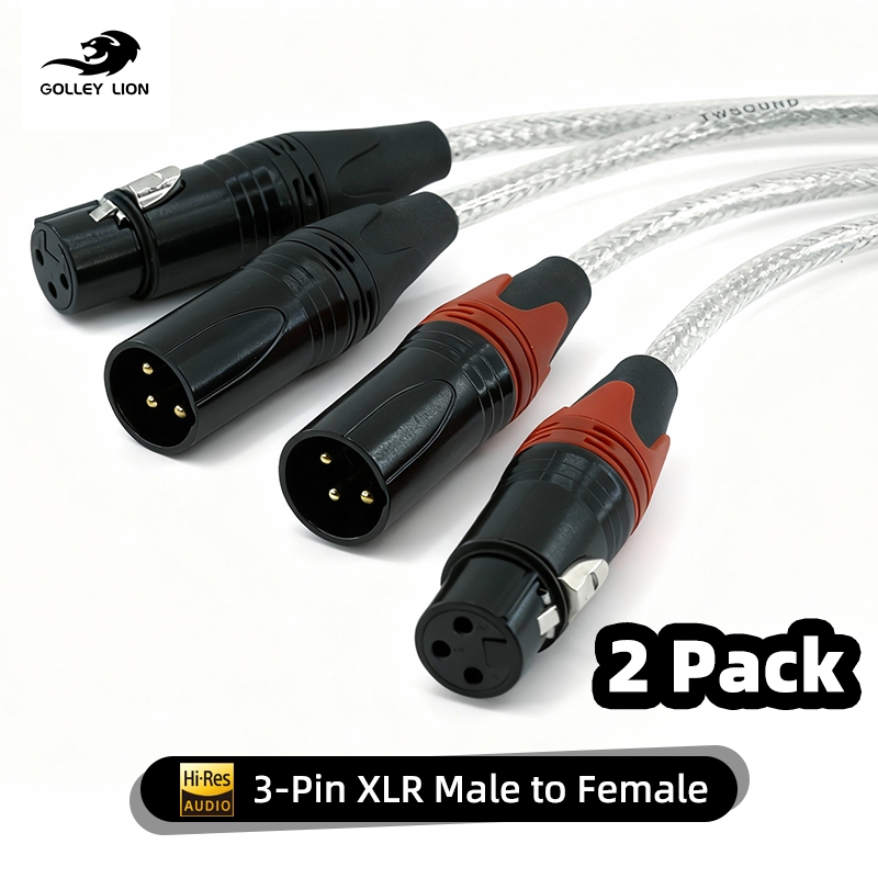 GOLLEY LION สาย XLR 2 แพ็ค, สายไมโครโฟน, XLR ชายกับหญิงสายไมโครโฟน Balanced 3 พินสายไมโครโฟน