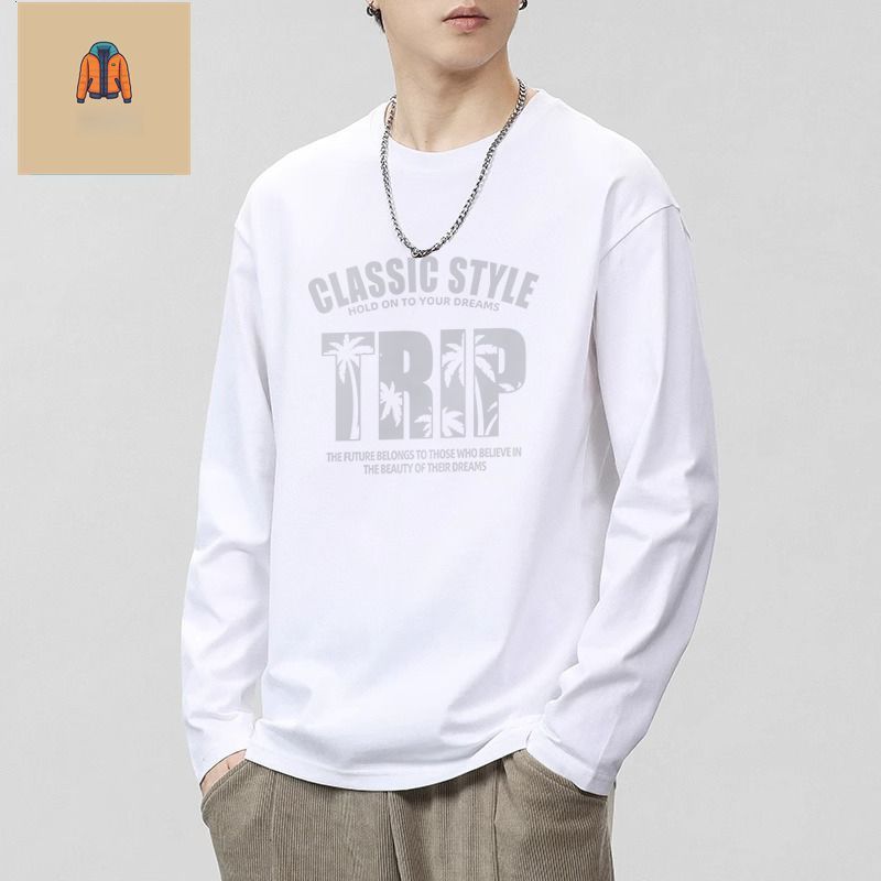 Street Style เสื้อยืดแขนยาวผู้ชายแฟชั่นพิมพ์ลายแขนยาวหลวมเสื้อยืด S-3XL ขนาดสวมใส่สบายแฟชั่น Top Fast Shipping