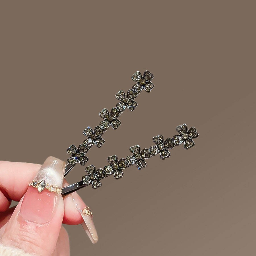 ประณีตแฟชั่น Rhinestone ดอกไม้แบนคลิป High-End ด้านข้างคลิป Headdress