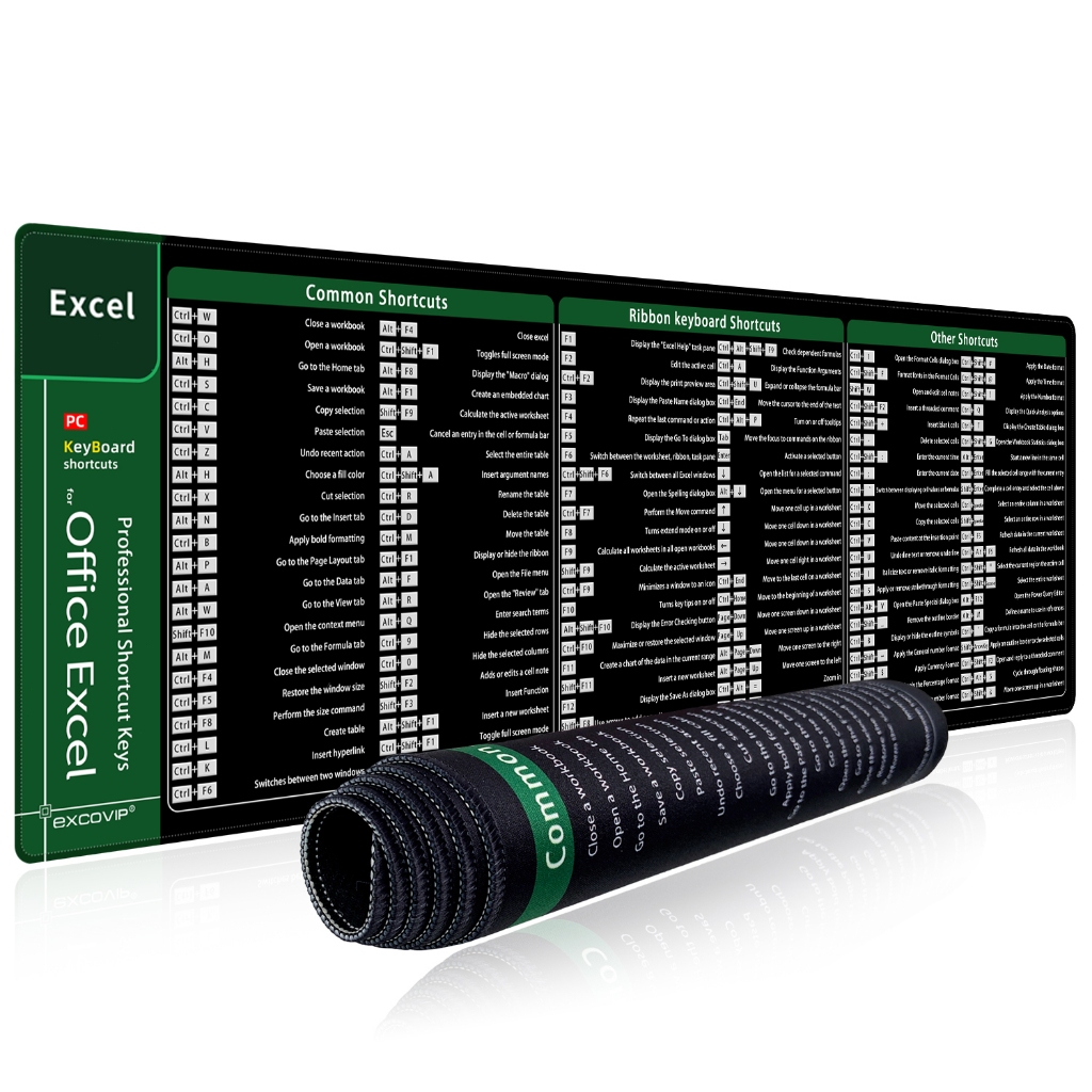 สําหรับ forEXCEL ปุ่มลัดคีย์บอร์ดเมาส์ Pad อังกฤษขนาดใหญ่นุ่มสบาย Seaming ทนต่อการสึกหรอ Dirt-Resistant Anti-Slip คอมพิวเตอร์เดสก์ท็อปแล็ปท็อปสํานักงานการเรียนรู้