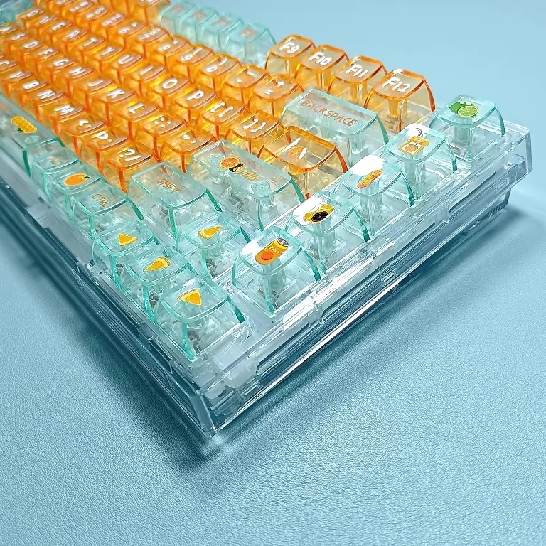 Keycap เฉพาะOrange คริสตัลโปร่งใส Keycaps MDA โปรไฟล์ 132 คีย์ PC วัสดุสําหรับ Cherry MX Switch คีย์