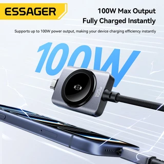 ESSAGER 100W 2 in 1 Watch Data Cable Type-C Fast Charging and Data Transmission E-Marker Chip 20V/5A Fast CHARGING 2.5 ชั่วโมง Full Charge MBk Pro