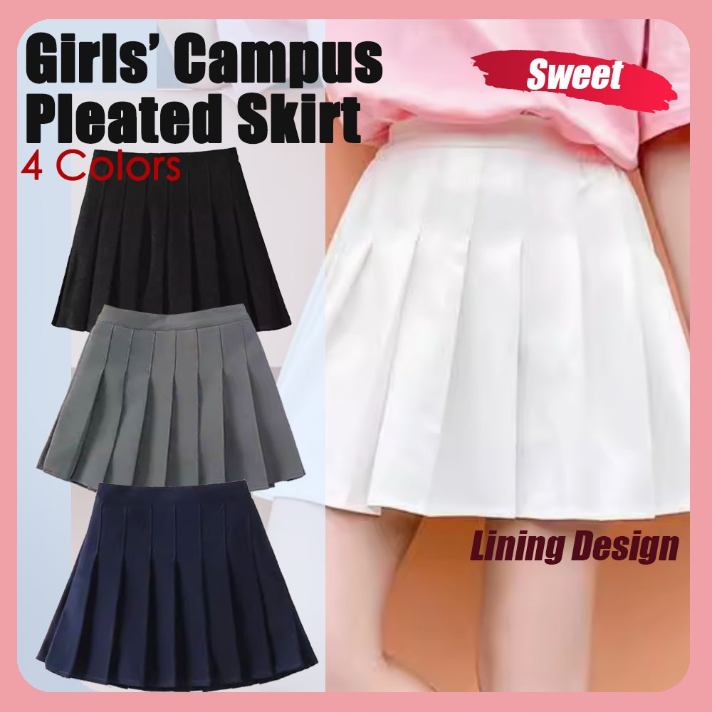 กระโปรงจีบรัดรูปทรงเอ สไตล์ญี่ปุ่นสำหรับเด็กผู้หญิงอายุ 4-13 ปี