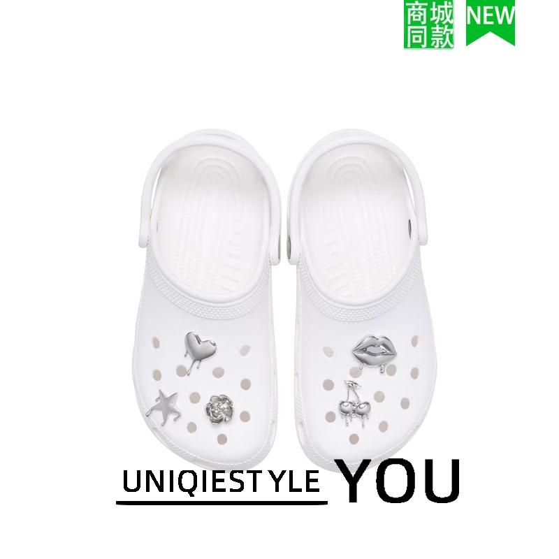 สไตล์ใหม่รองเท้าหัวเข็มขัดหลุมรองเท้าเครื่องประดับดอกไม้ ทําเอง ที่ถอดออกได้เนื้อเงินเชอร์รี่รักหัวใจ ค โครโตเบอร์ ชุด 5 ชิ้น - รูปที่ 6