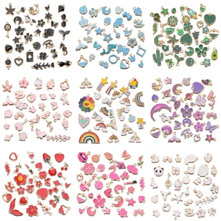 จี้สุ่ม 10 ชิ้น แบบผสมสไตล์ หลายสี สำหรับ DIY สร้อยคอ-สร้อยข้อมือ ของขวัญแฟชั่น