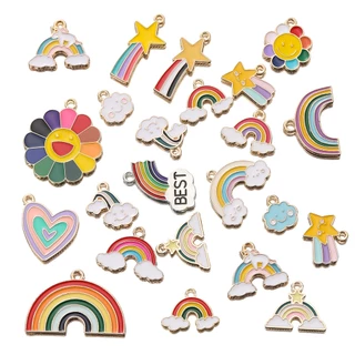 จี้สุ่ม 10 ชิ้น แบบผสมสไตล์ หลายสี สำหรับ DIY สร้อยคอ-สร้อยข้อมือ ของขวัญแฟชั่น