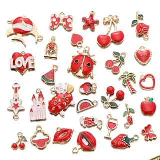จี้สุ่ม 10 ชิ้น แบบผสมสไตล์ หลายสี สำหรับ DIY สร้อยคอ-สร้อยข้อมือ ของขวัญแฟชั่น