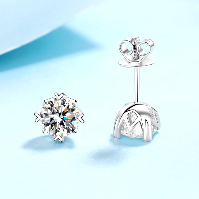 X-265 ต่างหูผู้หญิงชนิดสกรูเงินแท้925กะรัต/0.5กะรัต/1กะรัต/2กะรัต มอยซาไนต์ * 2 (มีใบรับรอง)