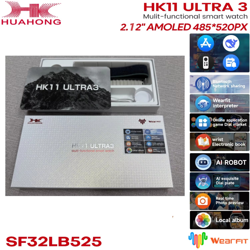 2026 ใหม่ HK11 ULTRA3 Max Smartwatch 49 มม.AMOLED 4G ROM AI หุ่นยนต์บลูทูธเครือข่ายนาฬิกา NFC เข็มทิ