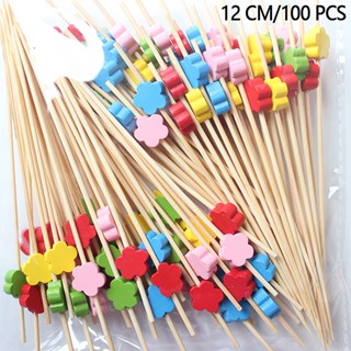 Myoloy 100 ชิ้นไม้รูปหัวใจผลไม้ไม้จิ้มฟันทิ้งไม้ไผ่ธรรมชาติไ…