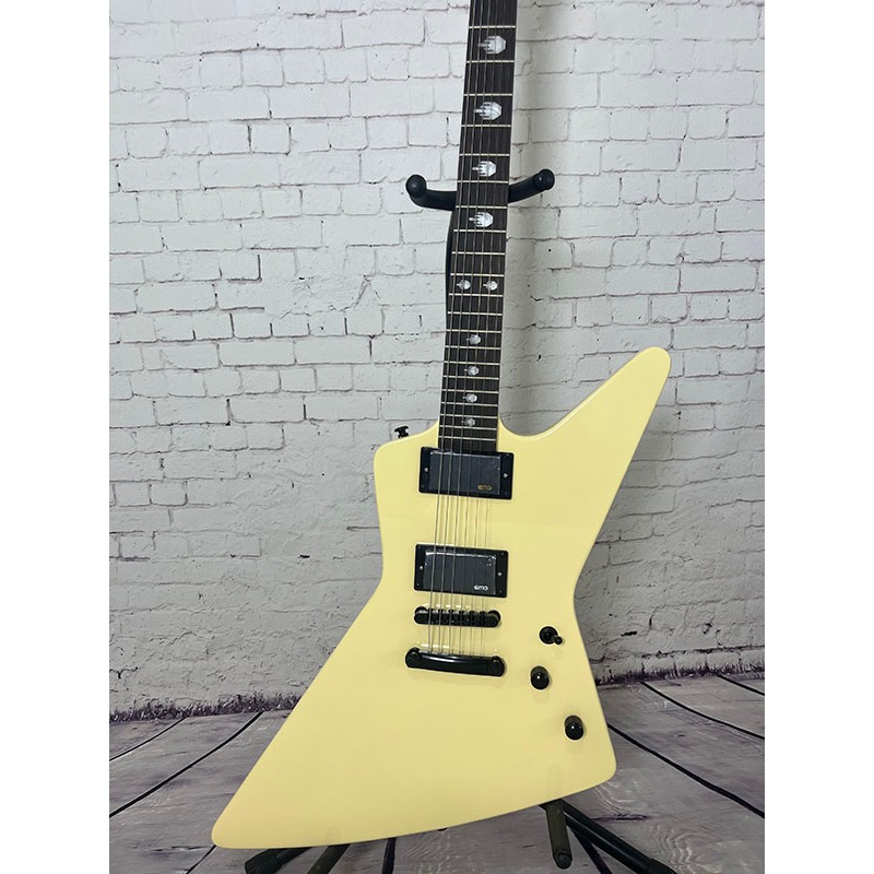 Chinese Electric guitar finger inlays explorer cream yellow mahogany body