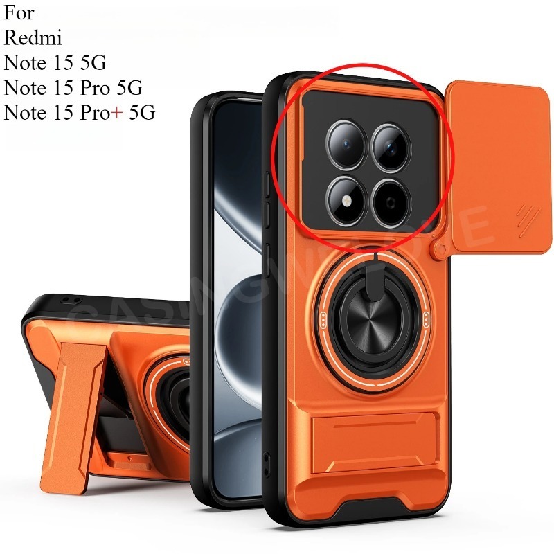 เคสโทรศัพท์สําหรับ Redmi หมายเหตุ 15 14 Pro Plus Pro + Note15 หมายเหตุ 14 Pro 4G 5G 2026 ฝาครอบแหวนแม่เหล็กเคสโทรศัพท์กันกระแทก Push ดึงกล้องป้องกันปกหลัง