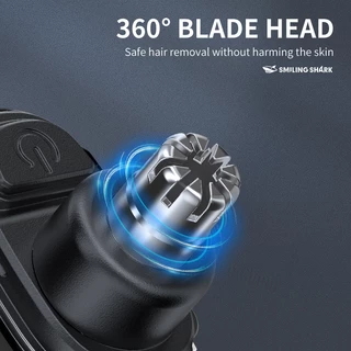 SMILING SHARK BM322 ที่กันจอนขนจมูกแบบชาร์จไฟได้ มอเตอร์เสียงรบกวนต่ํา 360° หัวใบมีด Type-C Comfort โดยไม่ต้องดึงผมหูล้างทําความสะอาดได้เต็มรูปแบบคิ้วตัดแต่ง