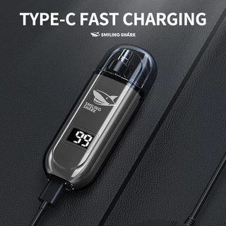 SMILING SHARK BM322 ที่กันจอนขนจมูกแบบชาร์จไฟได้ มอเตอร์เสียงรบกวนต่ํา 360° หัวใบมีด Type-C Comfort โดยไม่ต้องดึงผมหูล้างทําความสะอาดได้เต็มรูปแบบคิ้วตัดแต่ง