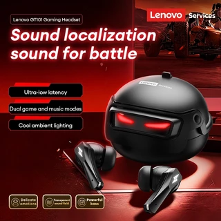 Lenovo GT101 Bluetooth 6.0 หูฟังสําหรับเล่นเกมไร้สายพร้อมเวลาแฝงต่ํา 45ms และเวลาเล่น 30 ชม. พร้อมเสียงเซอร์ราวด์ 3 มิติ