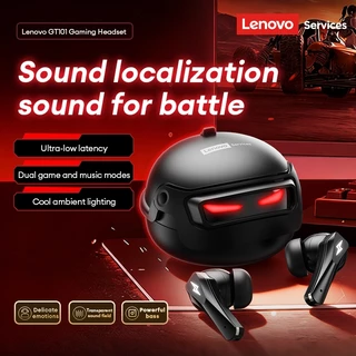 Lenovo GT101 Bluetooth 6.0 หูฟังสําหรับเล่นเกมไร้สายพร้อมเวลาแฝงต่ํา 45ms และเวลาเล่น 30 ชม. พร้อมเสียงเซอร์ราวด์ 3 มิติ