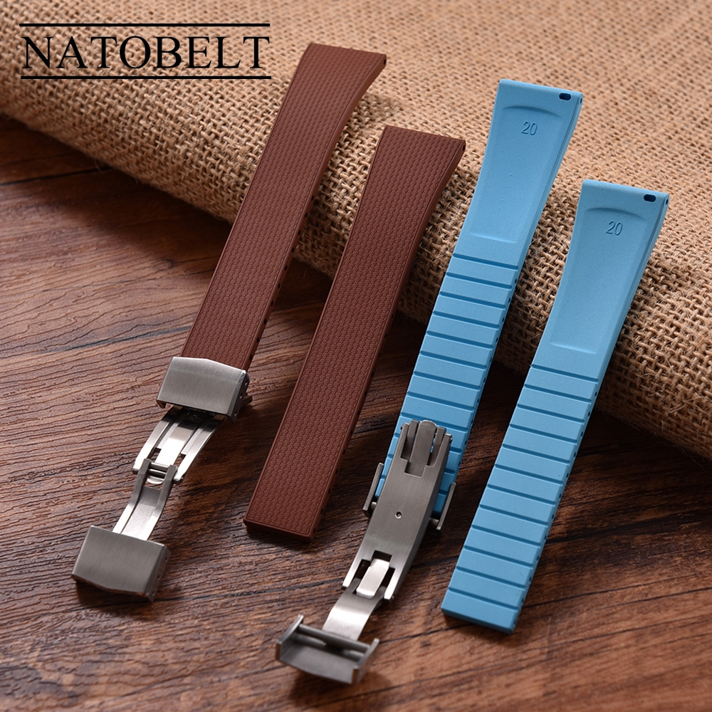 Soft CTS FKM สายยางเรืองแสง 20 มม.ยาง Quick Release สายคล้องพับหัวเข็มขัดนาฬิกาสําหรับตัดขนาดกีฬาดําน้ํา Universal สร้อยข้อมือสําหรับผู้ชายผู้หญิง