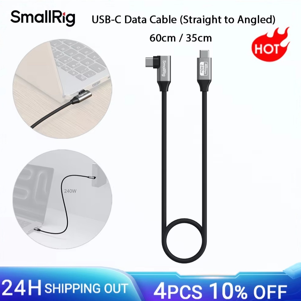 SmallRig USB4 40Gbps USB-C สายตรงมุม 240W Fast Charging & 40Gbps Data Transfer สําหรับ iPhone แล็ปท็