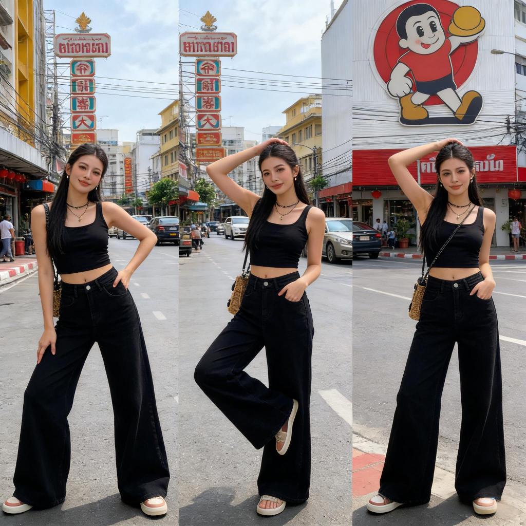 yalu jeans กางเกงยีนส์เอวสูงสีดำ ที่มีความสวยงามความจุสูงสวมใส่สบายเหมาะกับทุกลุค S-4XL