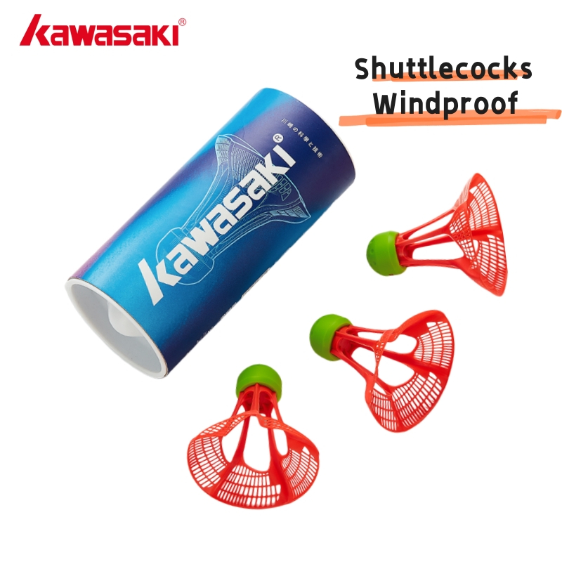 ลูกขนไก่ Windproof Airshuttle 2.0 ของคาวาซากิ พลาสติกและไนลอนทนทาน สําหรับการเล่นแบดมินตันกลางแจ้ง