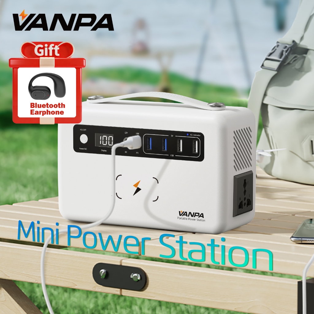 VANPA 200W สถานีไฟฟ้าแบบพกพาขนาดเล็ก 200Wh แบตเตอรี่ขนาดใหญ่ Powerbank พร้อม AC/DC/PD/USB/เอาต์พุตไร