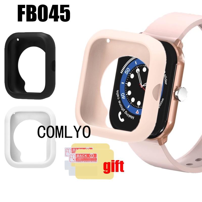 Fot FB045 I67 Smart Watch Case Protector กันชนซิลิโคนอ่อนนุ่มครึ่งฝาครอบฟิล์มป้องกันหน้าจอ