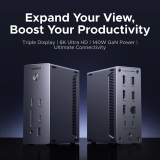 UGREEN 140W GaN Power 14-1 Docking Station DP 8K@30Hz HDMI 4K@60Hz 10Gbps Multi-port Desktopสถานีชาร์จสําหรับโทรศัพท์/แท็บเล็ต/เครื่องใช้ไฟฟ้าขนาดเล็ก