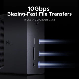 UGREEN 140W GaN Power 14-1 Docking Station DP 8K@30Hz HDMI 4K@60Hz 10Gbps Multi-port Desktopสถานีชาร์จสําหรับโทรศัพท์/แท็บเล็ต/เครื่องใช้ไฟฟ้าขนาดเล็ก