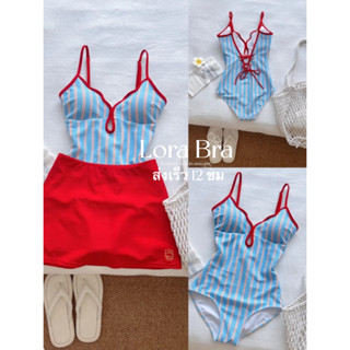 💎ส่งไวจากไทย✨ชุดว่ายน้ำผู้หญิง วันพีชลายทาง วินเทจ เกาหลี มี…