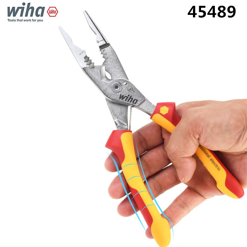Wiha Wiha คีมปอกสายไฟ 8 in 1 ช่างไฟฟ้ามัลติฟังก์ชั่นเฉพาะเครื่องตัดลวดเข็มจมูกนําเข้าคีมสายเคเบิลฉนว